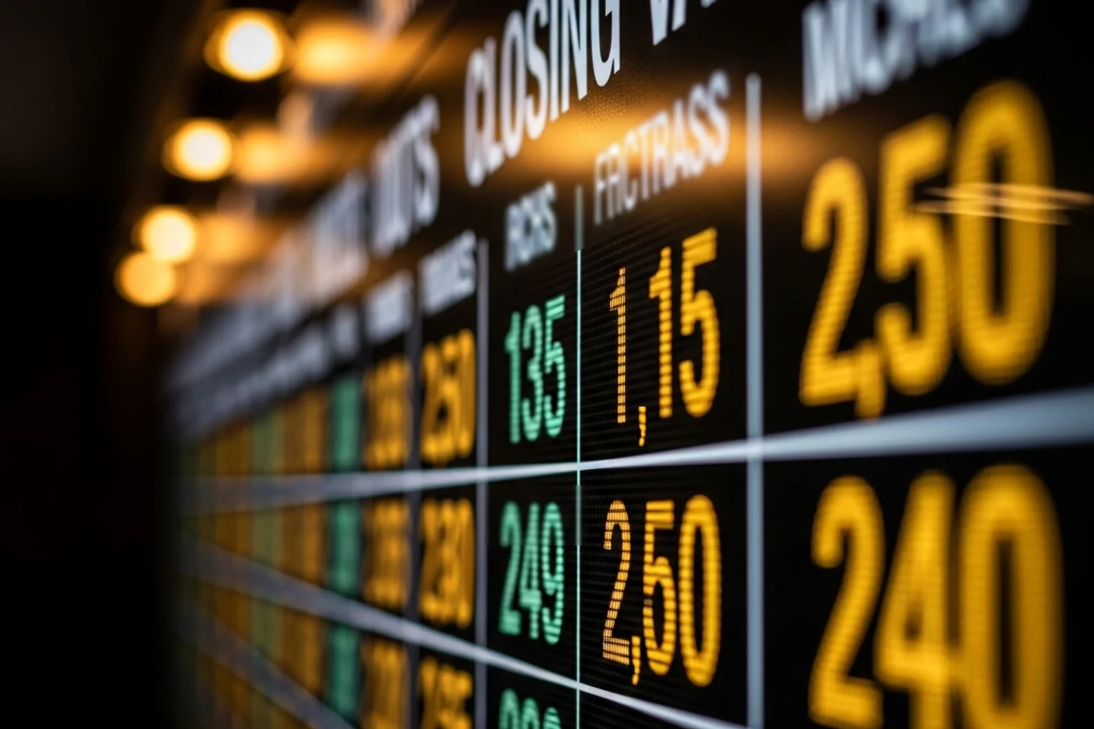 Quotentafel kurz vor Anpfiff eines Fußballspiels mit sich ändernden Zahlen