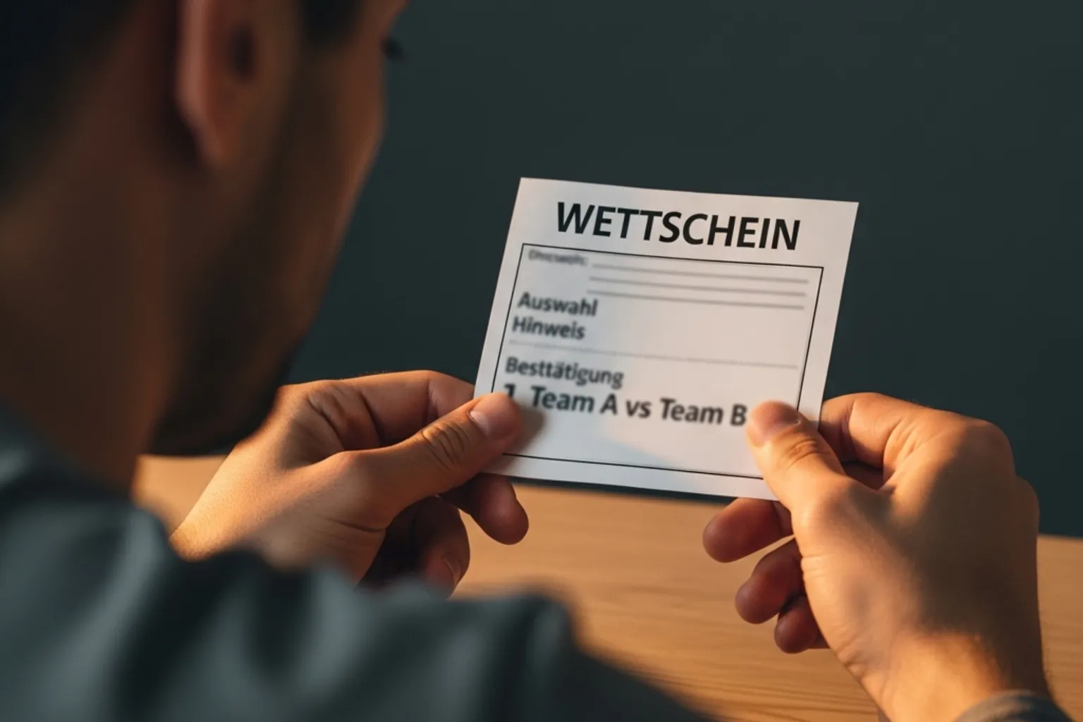Nahaufnahme eines nachdenklichen Gesichts vor einem Wettschein – Entscheidungsmoment